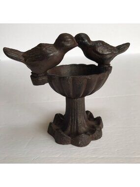 Vintage Cast Iron Mini Bird Bath Trinket Dish Cottage Country Rustic Figurine